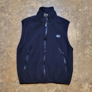 REI Fleece Vest Adult Small Black Full Zip Polartec Outdoor Pockets Made In USA